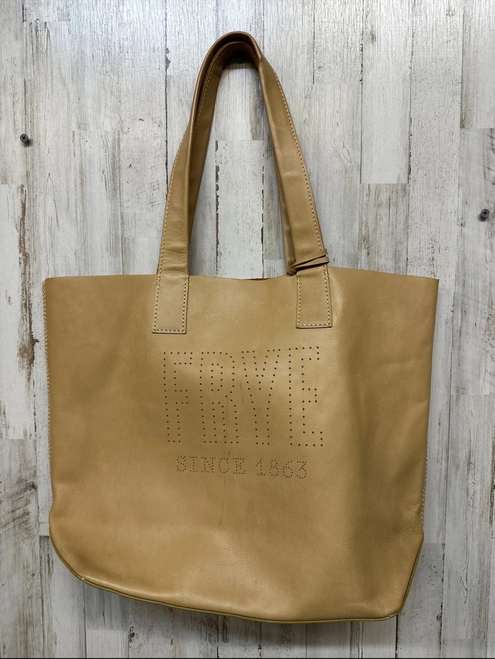Frye Tan Perforated Logo Leather Tote
